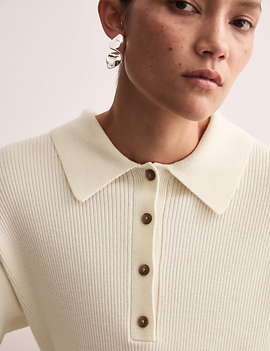 Robe pull midi en laine mérinos côtelée