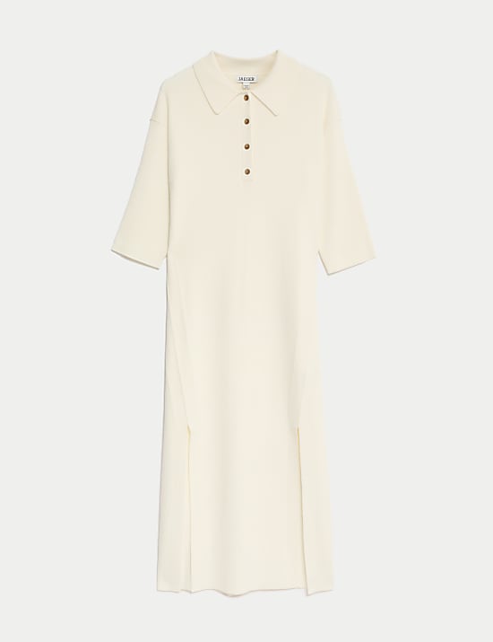 Robe pull midi en laine mérinos côtelée