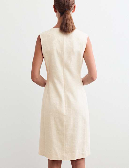 Robe tube en coton m&eacute;lang&eacute; jacquard avec lin