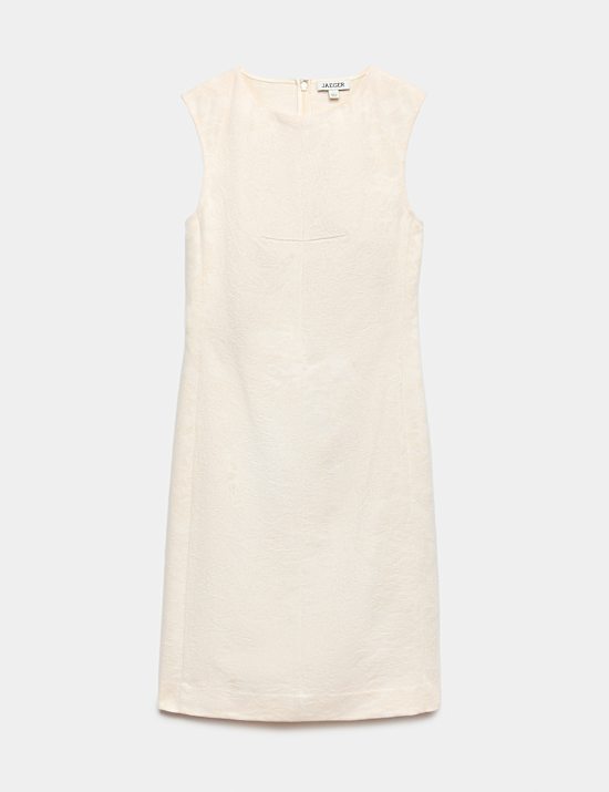 Robe tube en coton m&eacute;lang&eacute; jacquard avec lin