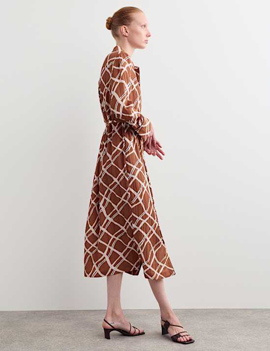 Printed Midi Shirt Dress