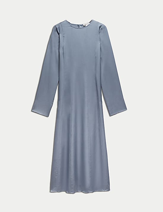Robe midi coupe droite en cr&ecirc;pe satin&eacute;e