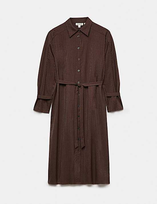 Robe midi coupe ajust&eacute;e en laine &agrave; fines rayures