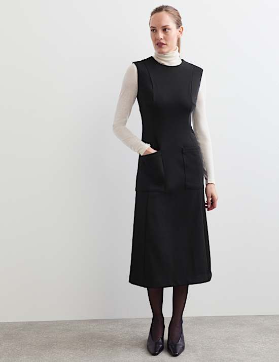 Wool Blend Midi Column Dress
