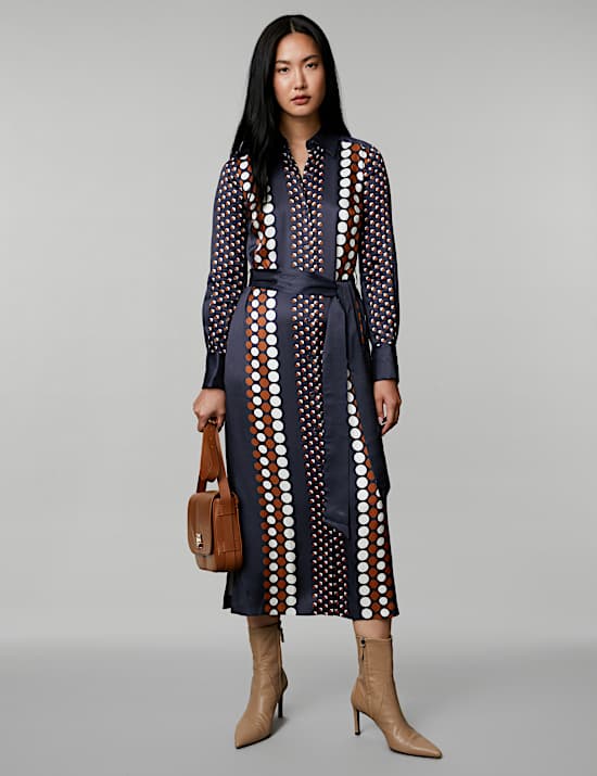 Geometric Button Through Midi Shirt Dress