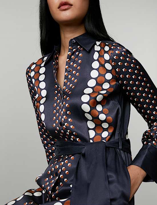 Geometric Button Through Midi Shirt Dress