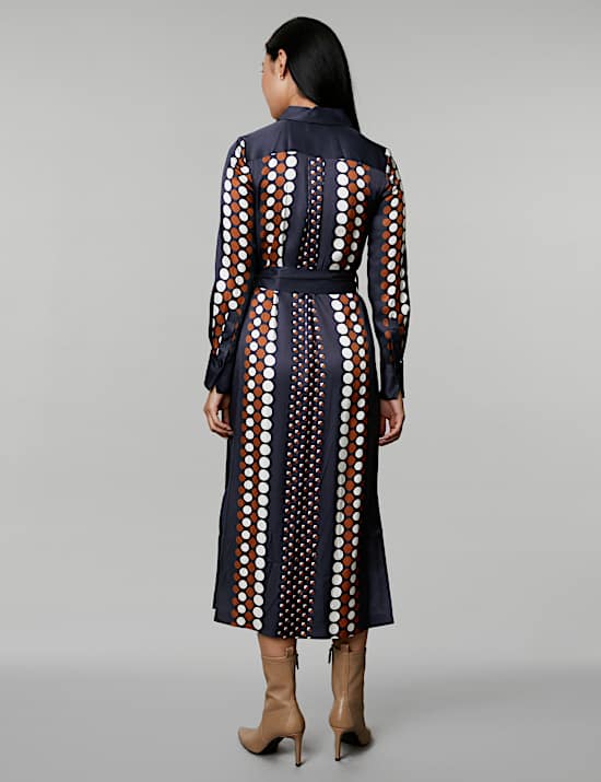 Geometric Button Through Midi Shirt Dress