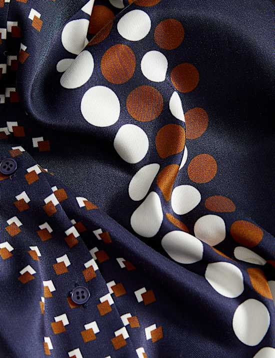 Geometric Button Through Midi Shirt Dress