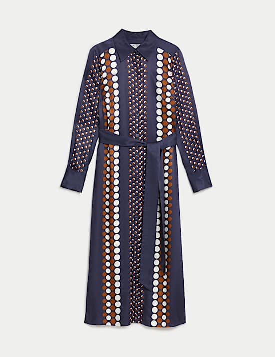Geometric Button Through Midi Shirt Dress