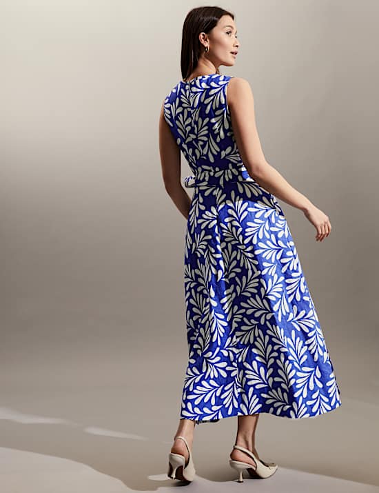 Pure Linen Floral Fit & Flare Dress