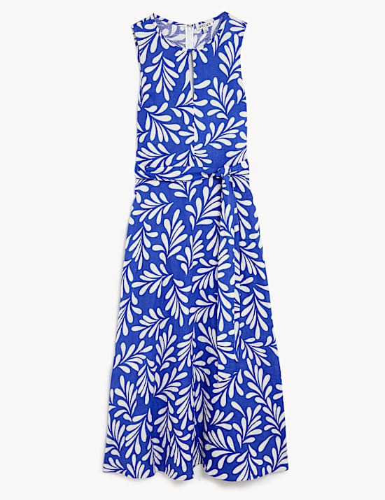 Pure Linen Floral Fit & Flare Dress