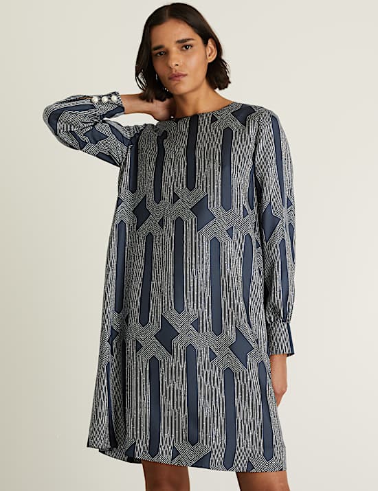 Silk Rich Printed Mini Shift Dress