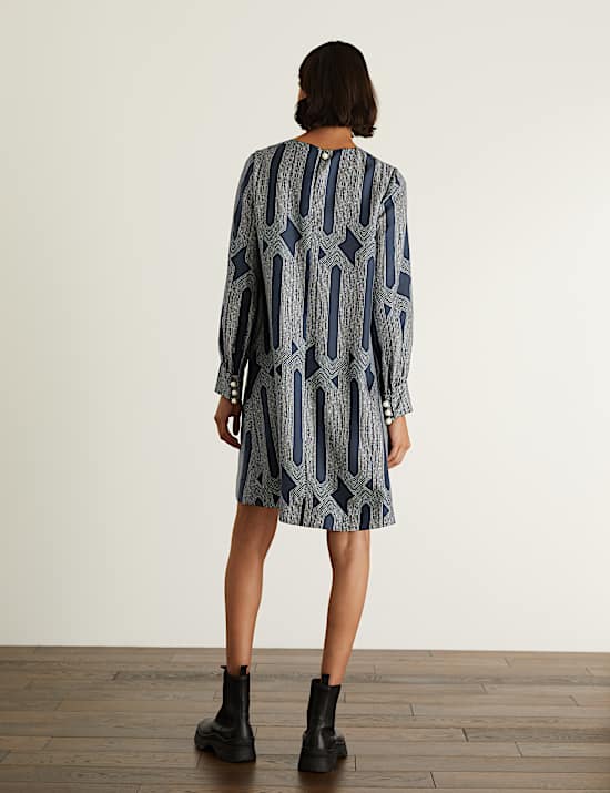 Silk Rich Printed Mini Shift Dress