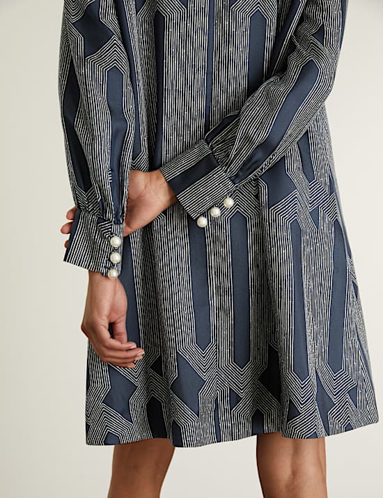 Silk Rich Printed Mini Shift Dress