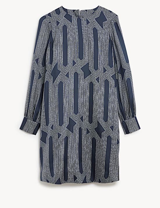 Silk Rich Printed Mini Shift Dress