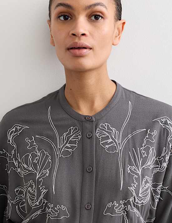 Geborduurde midi-skaterjurk met wol