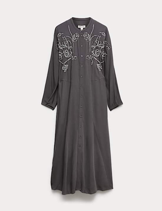 Geborduurde midi-skaterjurk met wol