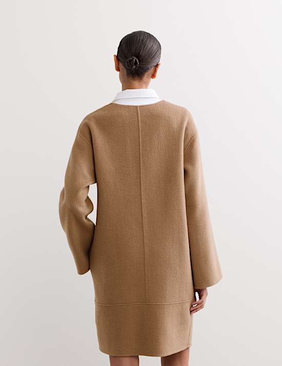 Pure Wool V-Neck Knee Length Shift Dress