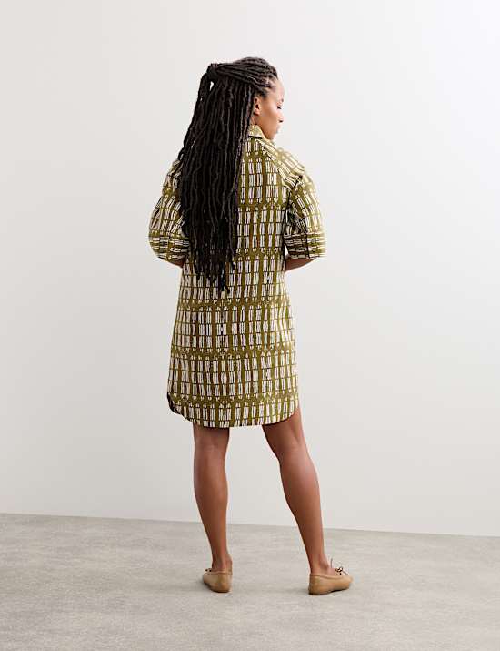 Pure Linen Dash Print Shift Dress