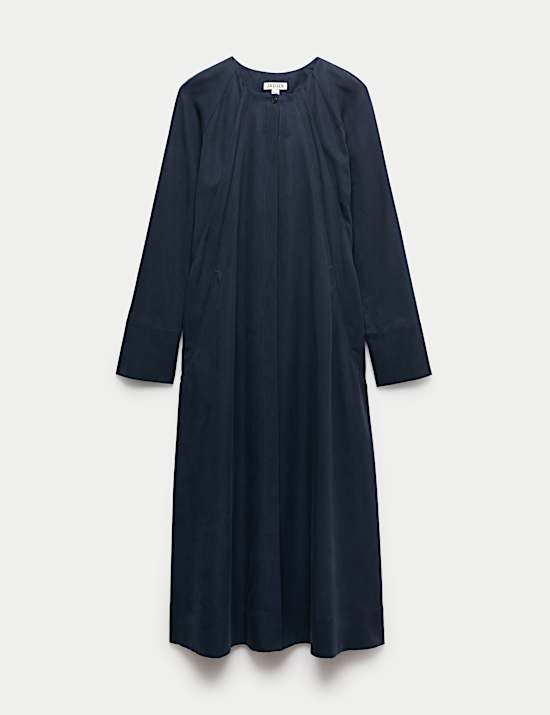 Robe midi &agrave; d&eacute;tail pliss&eacute;