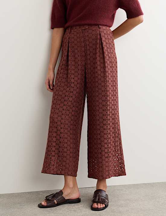 Cotton Blend Lace Midi Shirt Dress