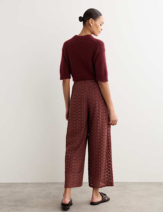 Cotton Blend Lace Midi Shirt Dress