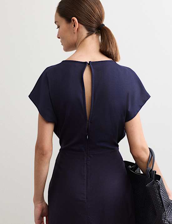 Vestido skater a media pierna tejido de punto de modal de algod&oacute;n