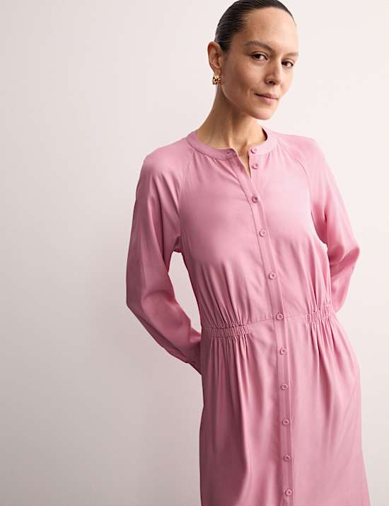 Midi Button Through Relaxed Waisted Dress