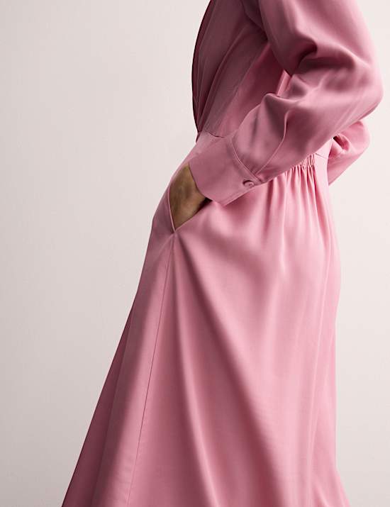 Midi Button Through Relaxed Waisted Dress