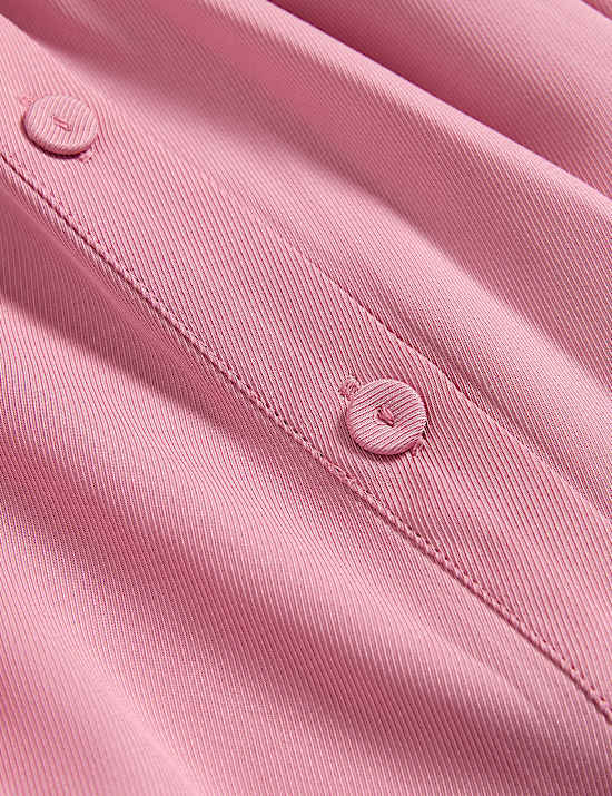 Midi Button Through Relaxed Waisted Dress