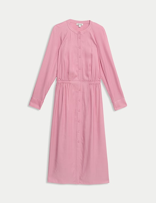 Midi Button Through Relaxed Waisted Dress