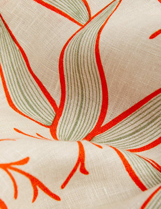 Pure Linen Floral Midi Skater Dress