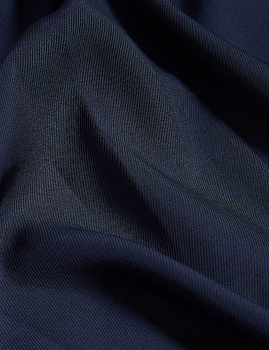 V-Neck Pintuck Midi Waisted Dress