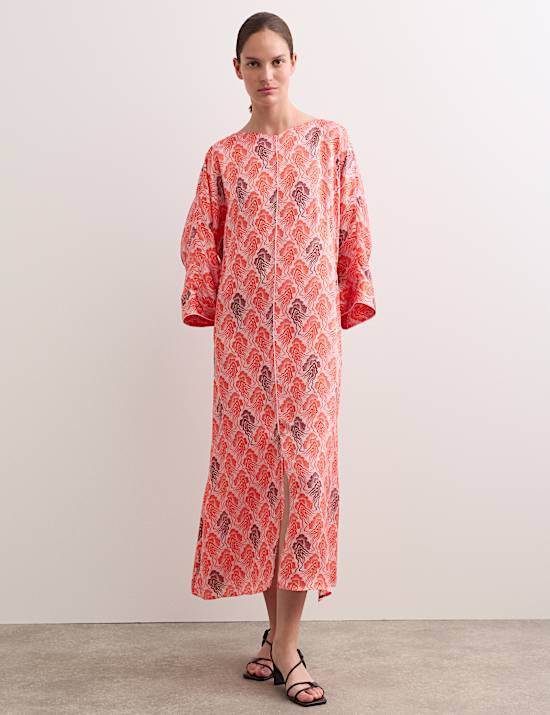 Jellyfish Print V-Neck Maxi Shift Dress