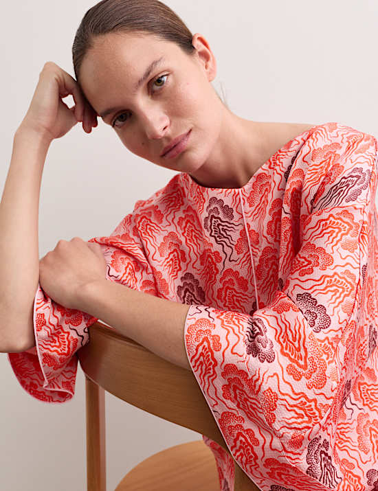 Jellyfish Print V-Neck Maxi Shift Dress