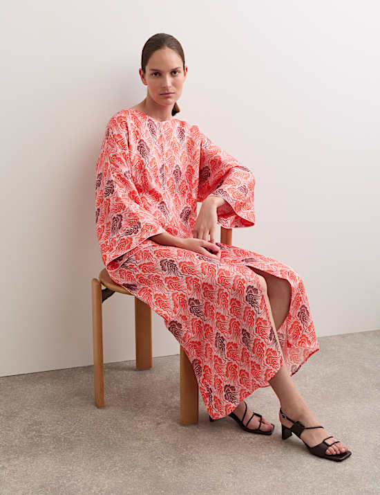 Jellyfish Print V-Neck Maxi Shift Dress