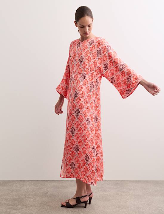 Jellyfish Print V-Neck Maxi Shift Dress