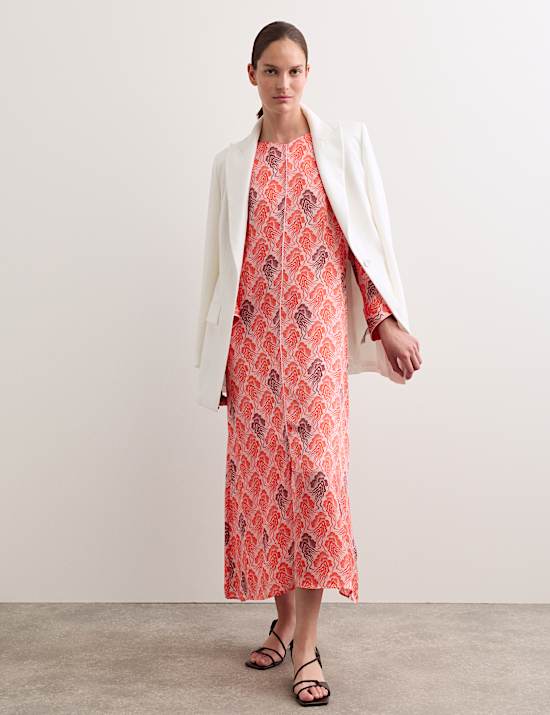 Jellyfish Print V-Neck Maxi Shift Dress