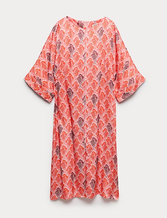 Robe tube coupe longue &agrave; col en V et imprim&eacute; m&eacute;duse