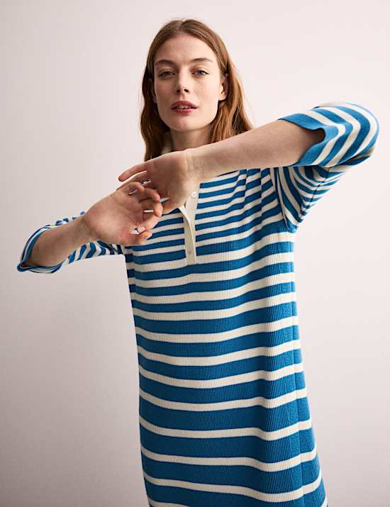 Merino Wool Rich Striped Midi Knitted Dress