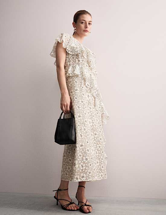 Floral Frill Detail Midi Tea Dress