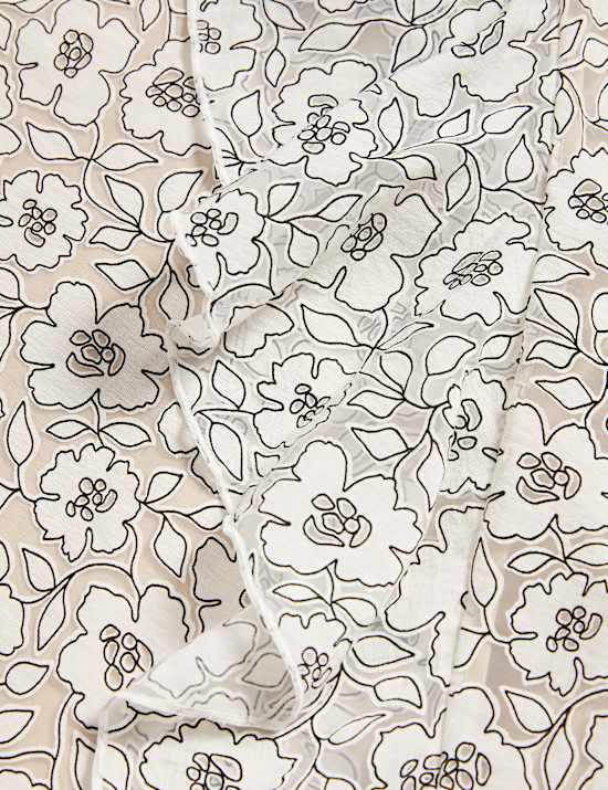 Floral Frill Detail Midi Tea Dress