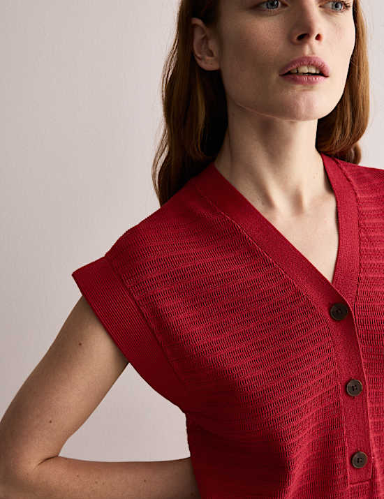 Μίντι πλεκτό φόρεμα με λαιμόκοψη V από σύμμεικτο βαμβάκι