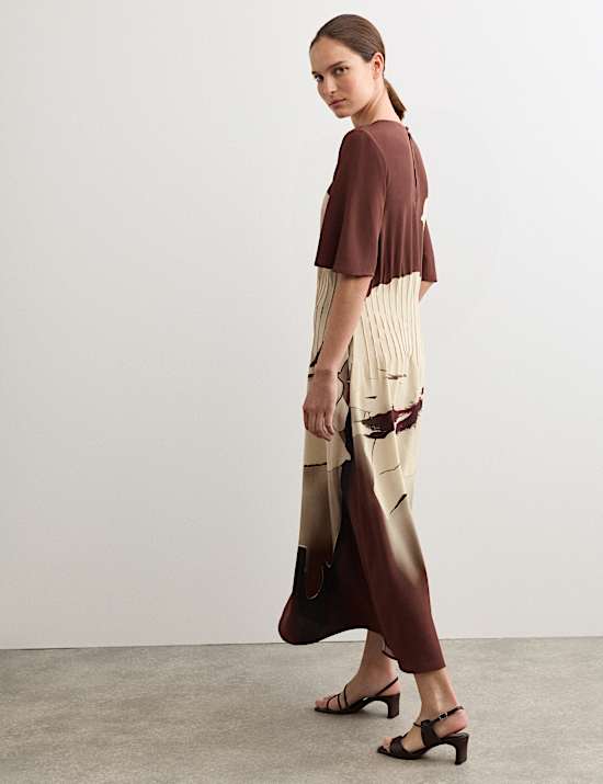 Pure Silk Printed Midi Swing Dress