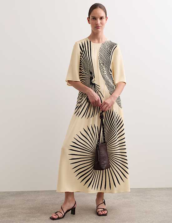 Robe midi &agrave; imprim&eacute; &eacute;ventail