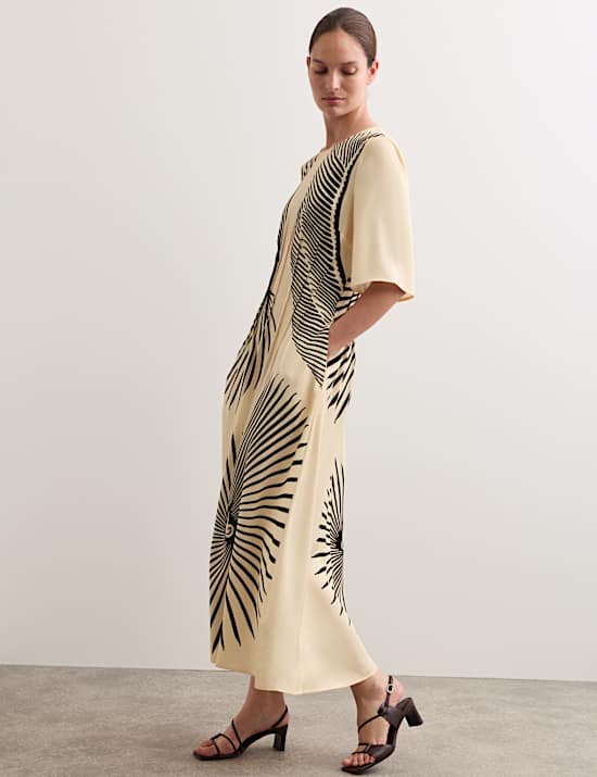 Robe midi &agrave; imprim&eacute; &eacute;ventail