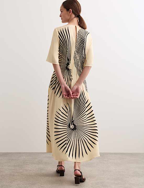 Robe midi &agrave; imprim&eacute; &eacute;ventail