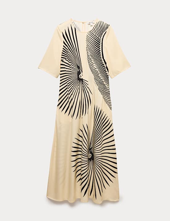 Robe midi &agrave; imprim&eacute; &eacute;ventail