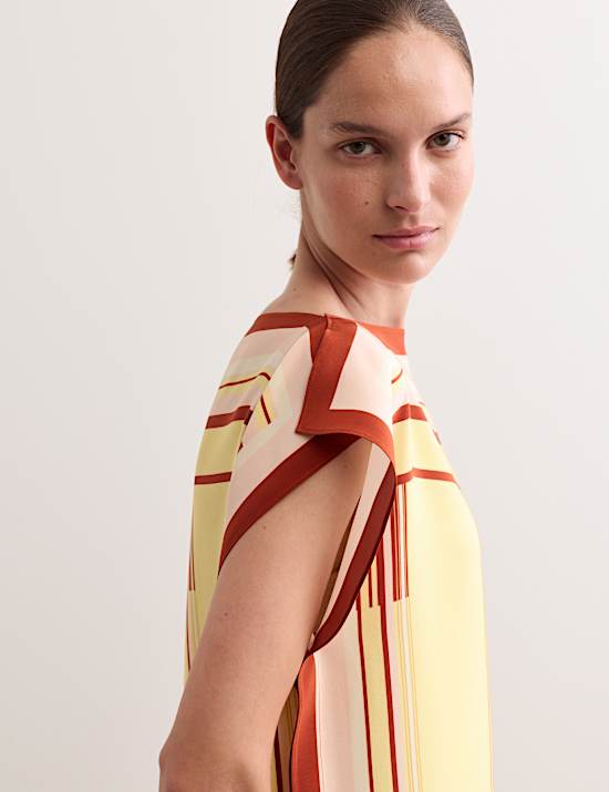 Pure Silk Printed Midi Column Dress