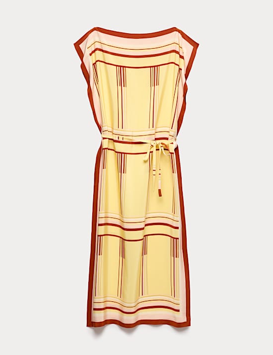 Pure Silk Printed Midi Column Dress